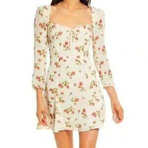 New Reformation Remi Floral Mini Dress Florence White 10 $218
